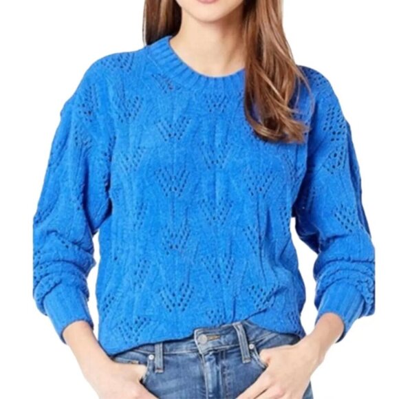 BCBGMaxAzria Sweaters - BCBGMAXAZRIA  Pointelle Crewneck Sweater Electric Blue